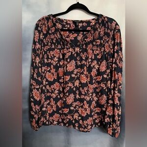 Lucky Brand Floral Blouse - Black and Red